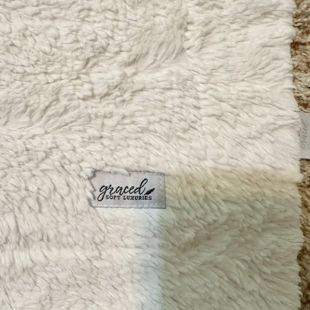 Graced Soft Luxuries Blanket Ivory Thick Plush 60” X 49